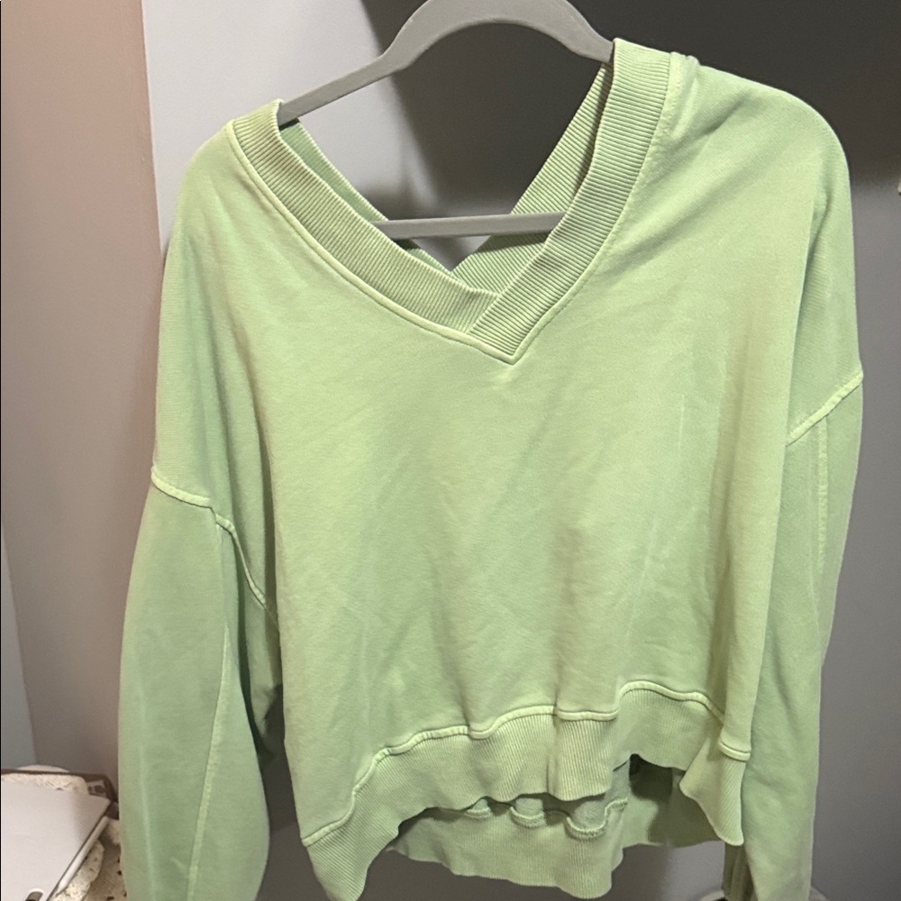 Aerie Mint Green V-Neck Hoodie